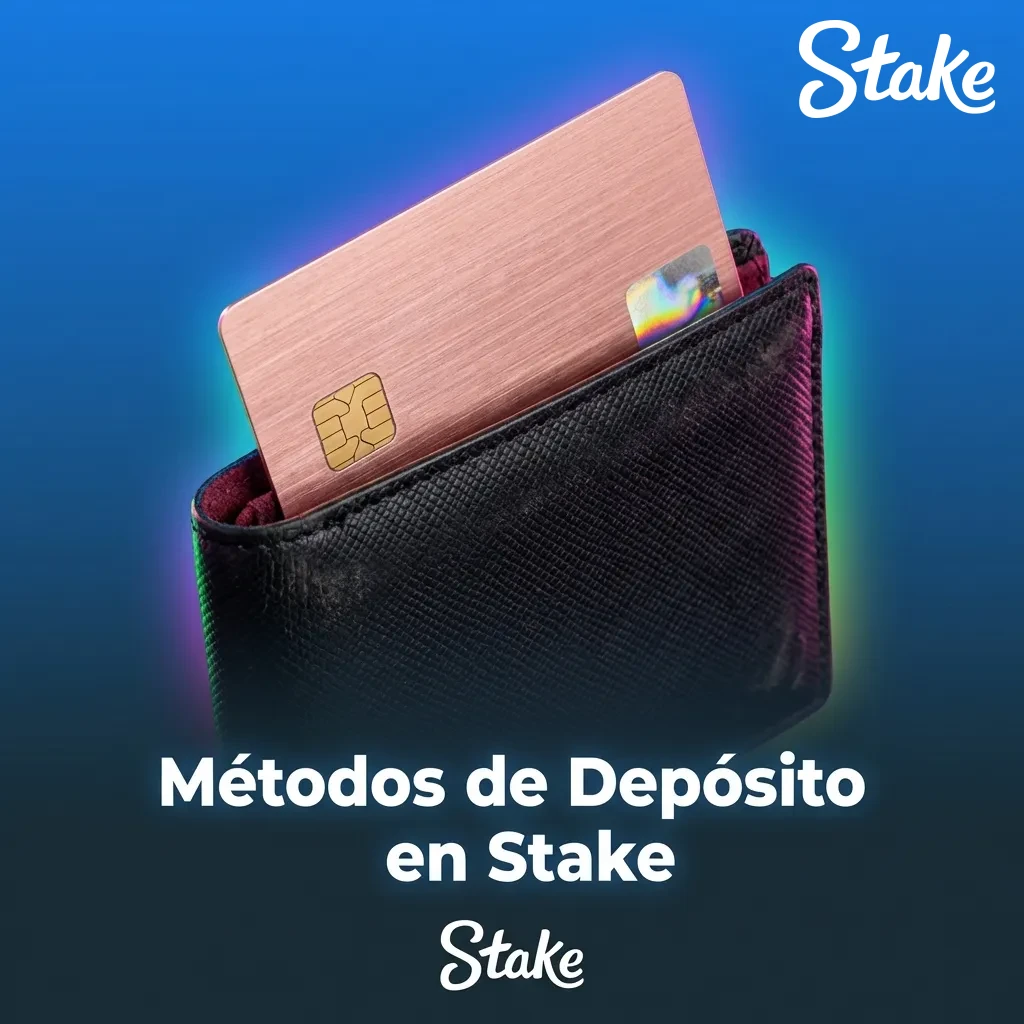 Pantalla de depósito en Stake mostrando métodos de pago como Visa, Mastercard, Mercado Pago, y criptomonedas disponibles.